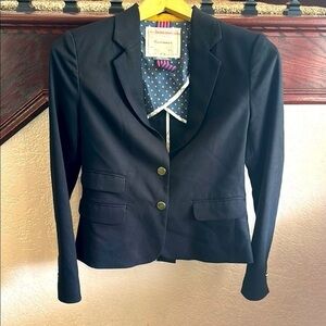 Anthropologie Cartonnier Black Blazer with Polka Dot Lining